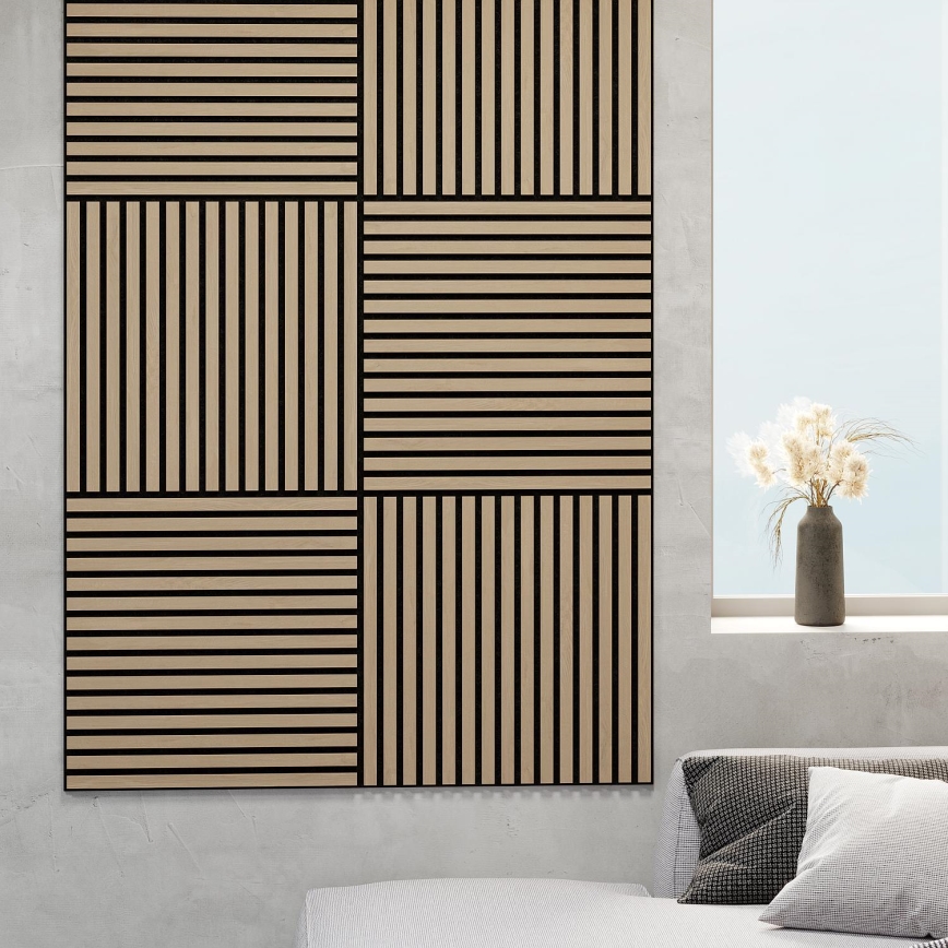 BATH DELUXE 54-060-08-86-12 - KOMPLEKTAS 4x Akustinė sienų plokštė DANVIKEN 60x60 cm ąžuolas