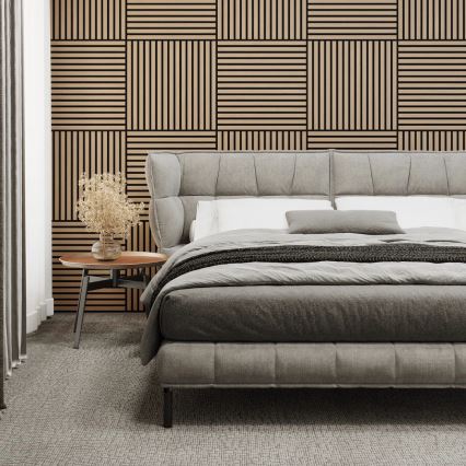 BATH DELUXE 54-060-08-86-12 - KOMPLEKTAS 4x Akustinė sienų plokštė DANVIKEN 60x60 cm ąžuolas