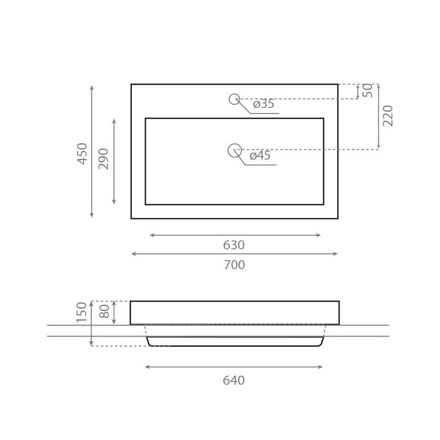 Bathco 0023 - Įleidžiamas praustuvas MANCHESTER 70x45 cm porcelianas/balta