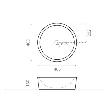 Bathco 00308 - Ant stalviršio montuojamas praustuvas DUAL, skersmuo 40,5 cm, akmuo/pilka