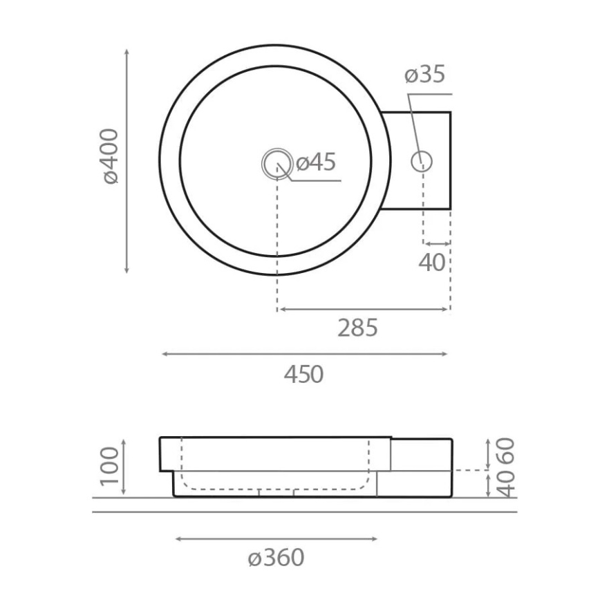 Bathco 00338 - Ant stalviršio montuojamas praustuvas ICONO 40x45 cm akmens/smėlinė