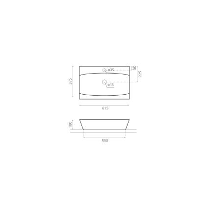 Bathco 0041 - Praustuvas ant stalviršio SARDINERO 61,5x37,5 cm porcelianas/balta