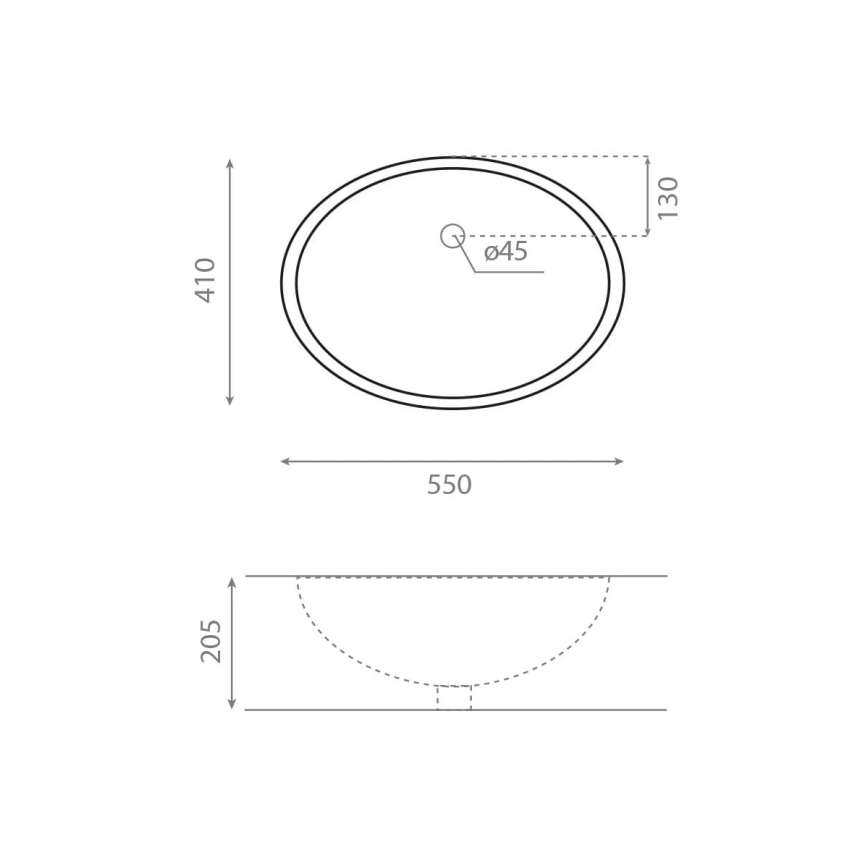 Bathco 0053 - Įleidžiamas praustuvas ANCONA 55x41 cm porcelianas/balta