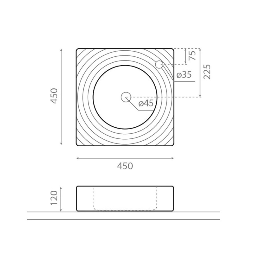 Bathco 0081 - praustuvas ant stalviršio GOTA 45×45 cm porcelianas/balta