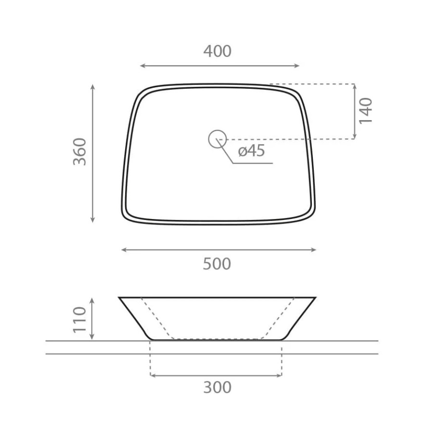 Bathco 0091 - Praustuvas ant stalviršio ANABEL 50x36 cm porcelianas/balta