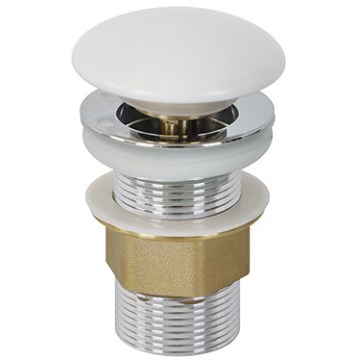 Bathco 0212MT – praustuvo uždarymas be perpildymo CLICK-CLACK, skersmuo 6 cm, blizgus chromas/matinė balta