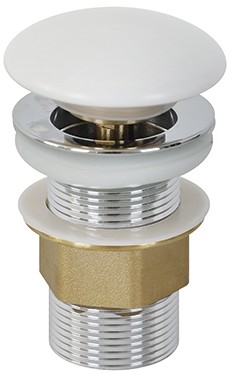 Bathco 0212MT – praustuvo uždarymas be perpildymo CLICK-CLACK, skersmuo 6 cm, blizgus chromas/matinė balta