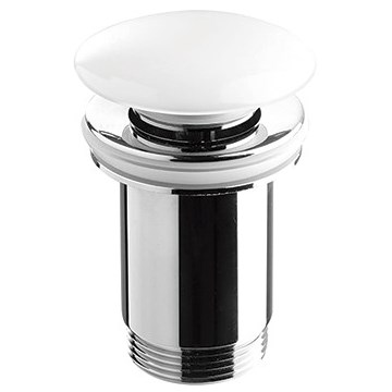 Bathco 0212PR - praustuvo išleidimo vožtuvas be perpildymo CLICK-CLACK, skersmuo 6 cm, blizgi balta