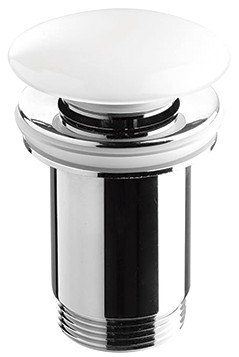 Bathco 0212PR - praustuvo išleidimo vožtuvas be perpildymo CLICK-CLACK, skersmuo 6 cm, blizgi balta