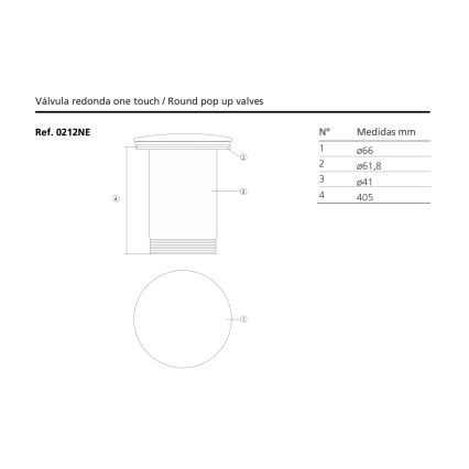 Bathco 0212PR - praustuvo išleidimo vožtuvas be perpildymo CLICK-CLACK, skersmuo 6 cm, blizgi balta