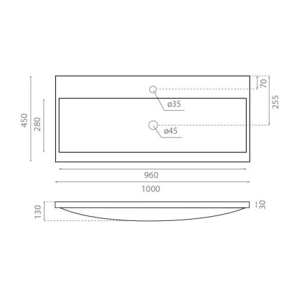 Bathco 0506 - Įmontuojamas praustuvas MANHATTAN 100x45 cm derva/balta