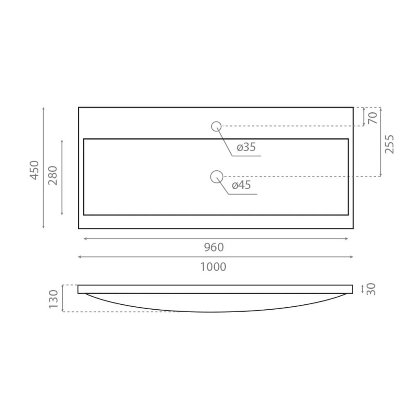 Bathco 0506 - Įmontuojamas praustuvas MANHATTAN 100x45 cm derva/balta