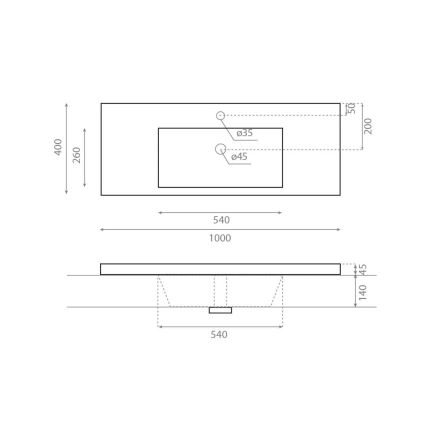 Bathco 0515 - Įleidžiamas praustuvas COLLOTO 100x40 cm derva/balta