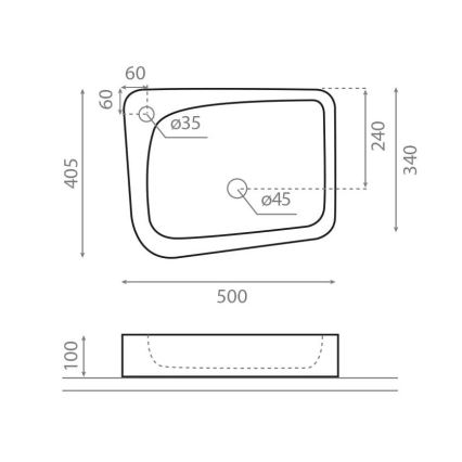 Bathco 4001 - Praustuvas montuojamas ant stalviršio ARAGON 50x40,5 cm porcelianas/balta