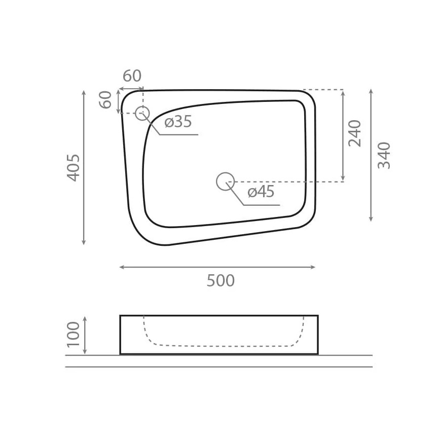 Bathco 4001 - Praustuvas montuojamas ant stalviršio ARAGON 50x40,5 cm porcelianas/balta
