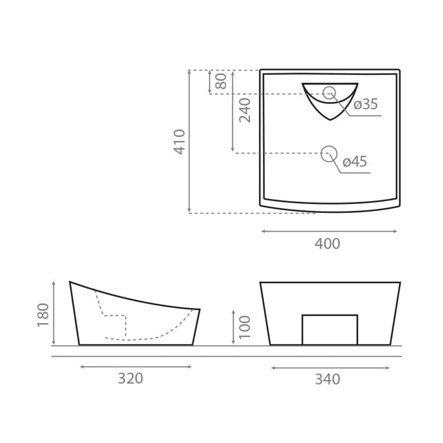 Bathco 4002 - SORIA stalviršinis praustuvas 40x41 cm porcelianas/baltas