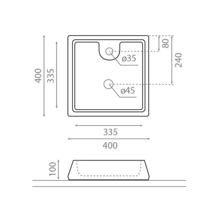 Bathco 4003 - Ant stalviršio montuojamas praustuvas GALICIA 40x40 cm porcelianas/baltas