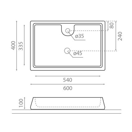 Bathco 4004 - Stalviršinis praustuvas GALICIA 60x40 cm porcelianas/balta