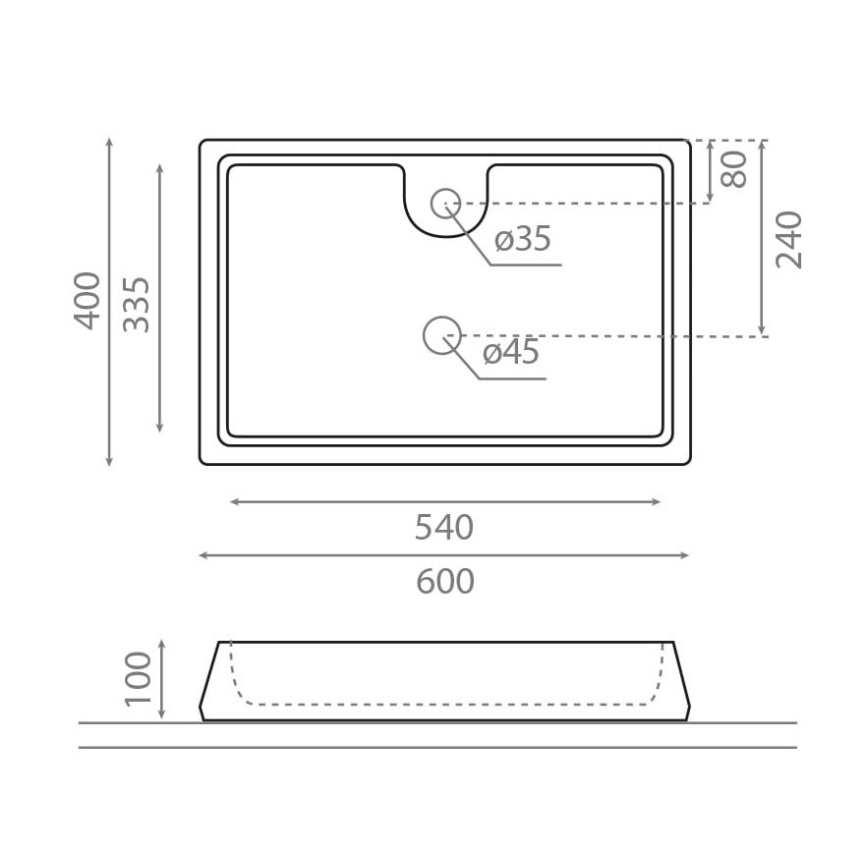 Bathco 4004 - Stalviršinis praustuvas GALICIA 60x40 cm porcelianas/balta