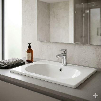 Bathco 4015 - Ant stalviršio montuojamas praustuvas CASTELLON, skersmuo 35 cm, porcelianas/baltas