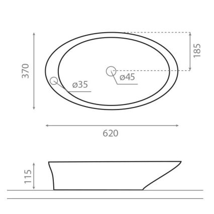 Bathco 4020 - PURE stalviršio praustuvas 62x37 cm porcelianas/balta