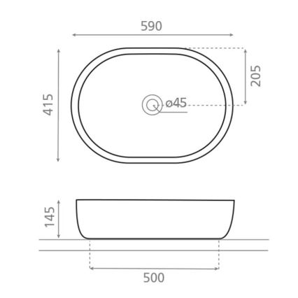 Bathco 4037 - Praustuvas ant stalviršio TOULOUSE 59x41,5 cm porcelianas/balta