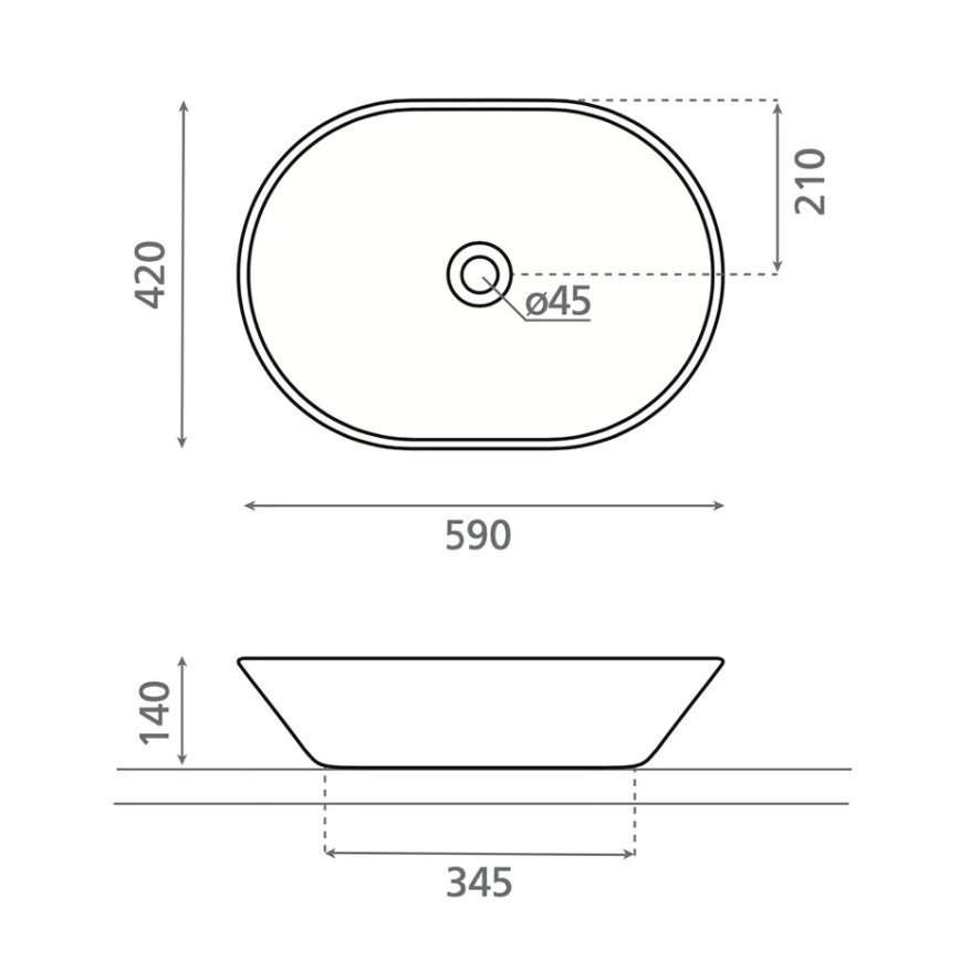 Bathco 4038 - Ant stalviršio montuojama praustuvė TOULOUSE 59x42 cm porcelianas/balta