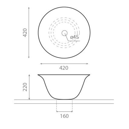 Bathco 4062 - Praustuvas ant stalviršio NORDIC, skersmuo 42 cm, porcelianas/balta