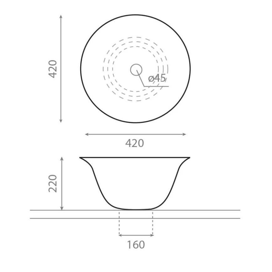 Bathco 4062 - Praustuvas ant stalviršio NORDIC, skersmuo 42 cm, porcelianas/balta