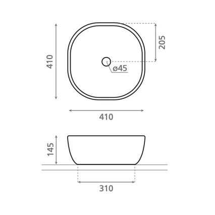 Bathco 4071 - Praustuvas ant stalviršio OLEA 41x41 cm porcelianas/baltas