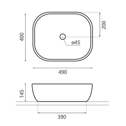 Bathco 4072 - Ant stalviršio montuojamas praustuvas OLEA 49x40 cm, porcelianas/balta