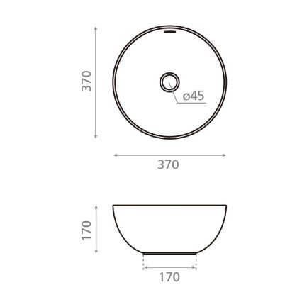 Bathco 4131 - Ant stalviršio pastatomas praustuvas BARI, Ø 37 cm, porcelianas/balta