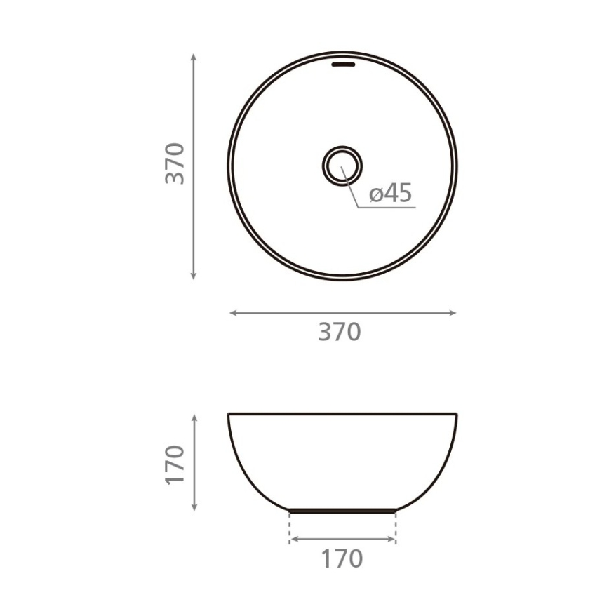 Bathco 4131 - Ant stalviršio pastatomas praustuvas BARI, Ø 37 cm, porcelianas/balta
