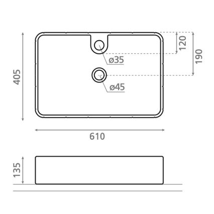 Bathco 4161 - Praustuvas ant stalviršio CIRCUS 61x40,5 cm porcelianas/smėlio spalvos