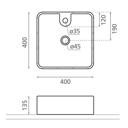 Bathco 4162 - Ant stalviršio montuojamas praustuvas CIRCUS 40x40 cm porcelianas/kreminė