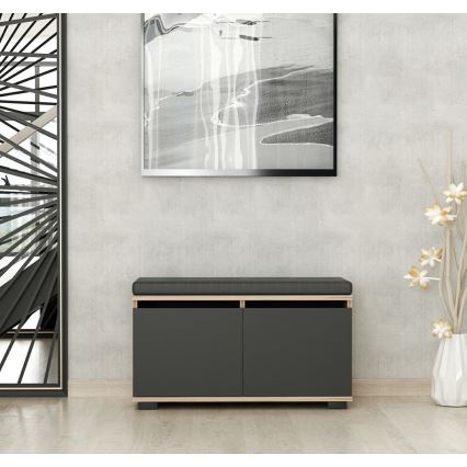 Batų dėžė DRAGO 42x80 cm juoda/riešutas