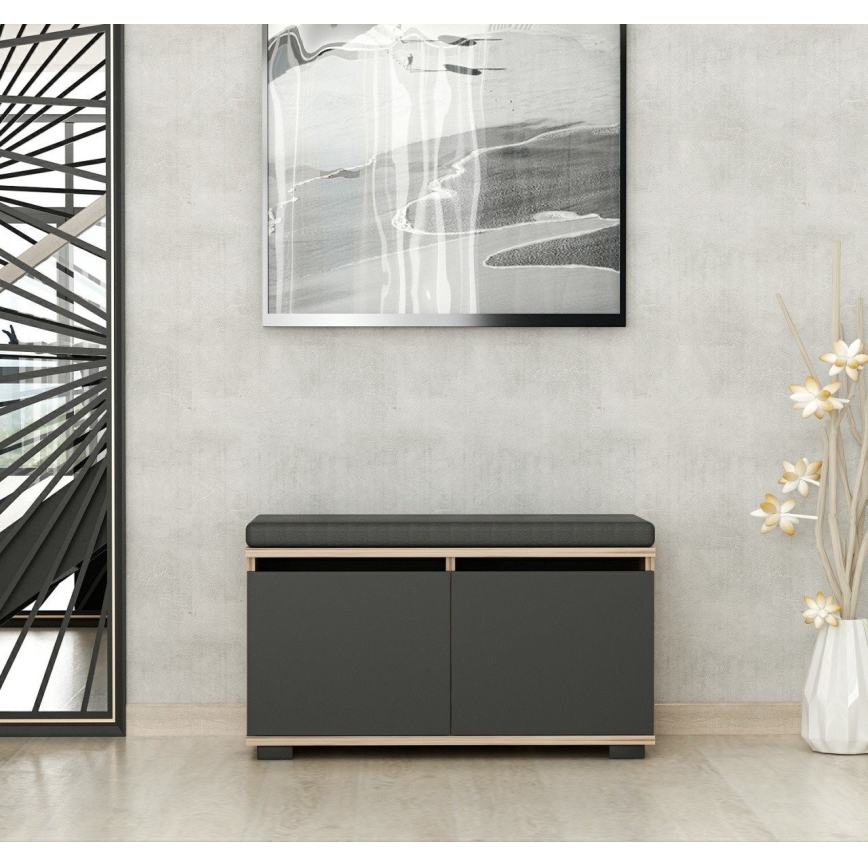 Batų dėžė DRAGO 42x80 cm juoda/riešutas