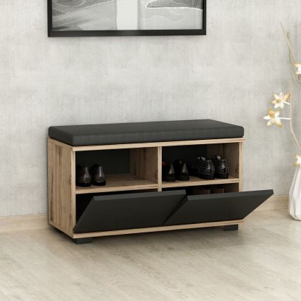 Batų dėžė DRAGO 42x80 cm juoda/riešutas