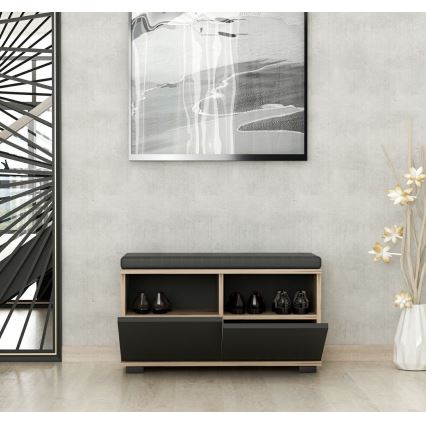 Batų dėžė DRAGO 42x80 cm juoda/riešutas