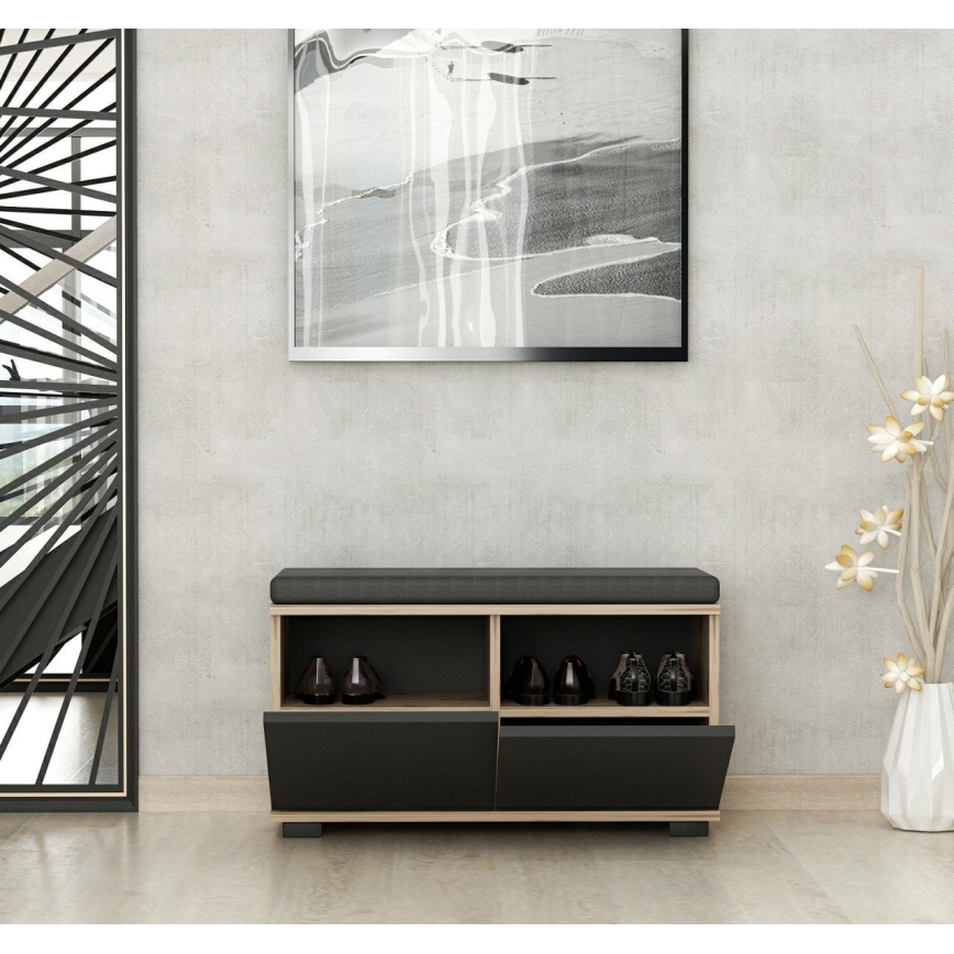 Batų dėžė DRAGO 42x80 cm juoda/riešutas