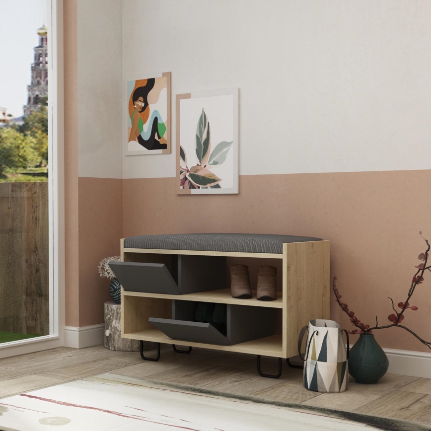 Batų dėžė TROY 53x83 cm smėlio/antracito spalvos