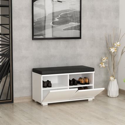 Batų spinta DRAGO 42x80 cm balta/juoda