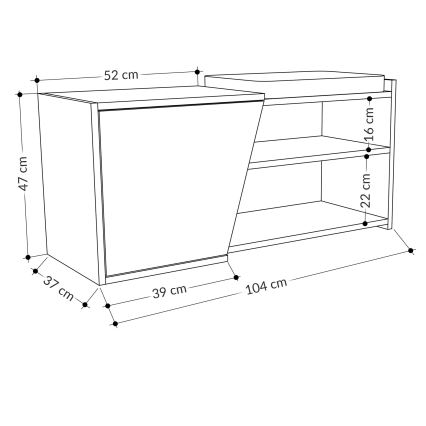 Batų spintelė FIONA 37x104 cm ruda/antracito