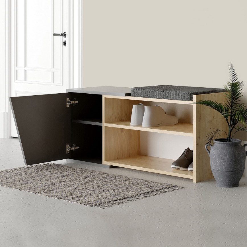 Batų dėžė FIONA 37x104 cm ruda/antracito spalvos