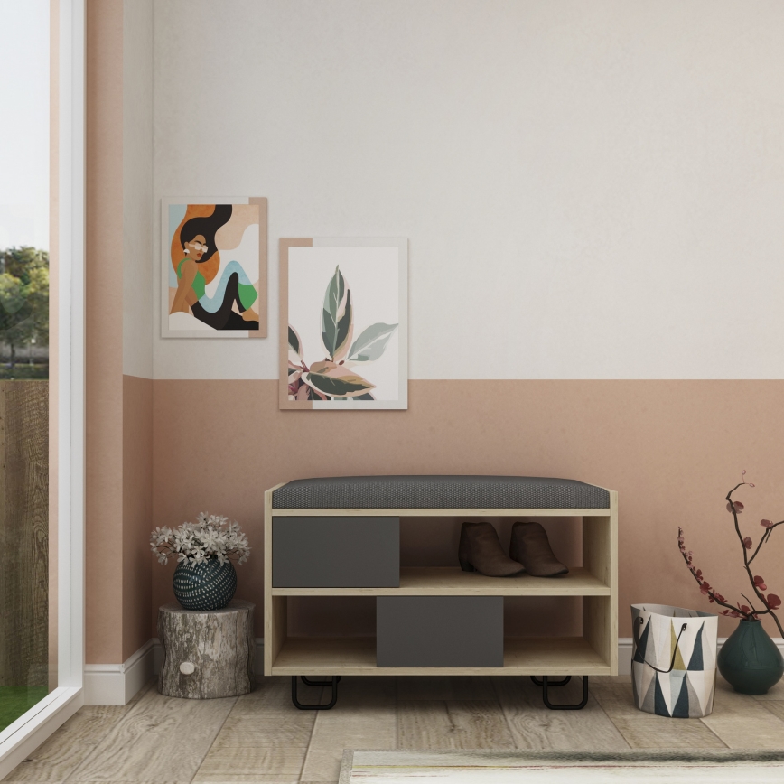 Batų dėžė TROY 53x83 cm smėlio/antracito spalvos