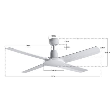 BAYSIDE 213025 - Lauko Lubinis ventiliatorius NAUTILUS IP55 baltas