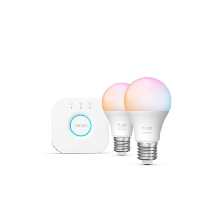 Pradinis Philips Hue White And Color Ambiance Essential rinkinys 2xE27/8W/230V 2200-6500K + prijungimo įrenginys