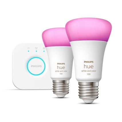 Bazinis komplektas Philips Hue WHITE AND COLOR AMBIANCE 2xE27/9W/230V 2000-6500K + sujungimo įrenginys