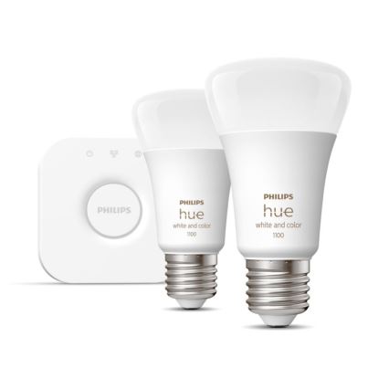 Bazinis komplektas Philips Hue WHITE AND COLOR AMBIANCE 2xE27/9W/230V 2000-6500K + sujungimo įrenginys