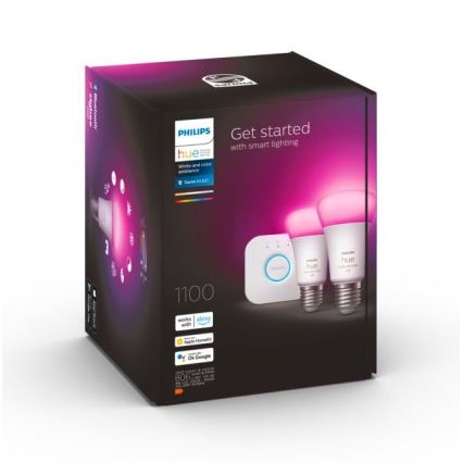 Bazinis komplektas Philips Hue WHITE AND COLOR AMBIANCE 2xE27/9W/230V 2000-6500K + sujungimo įrenginys